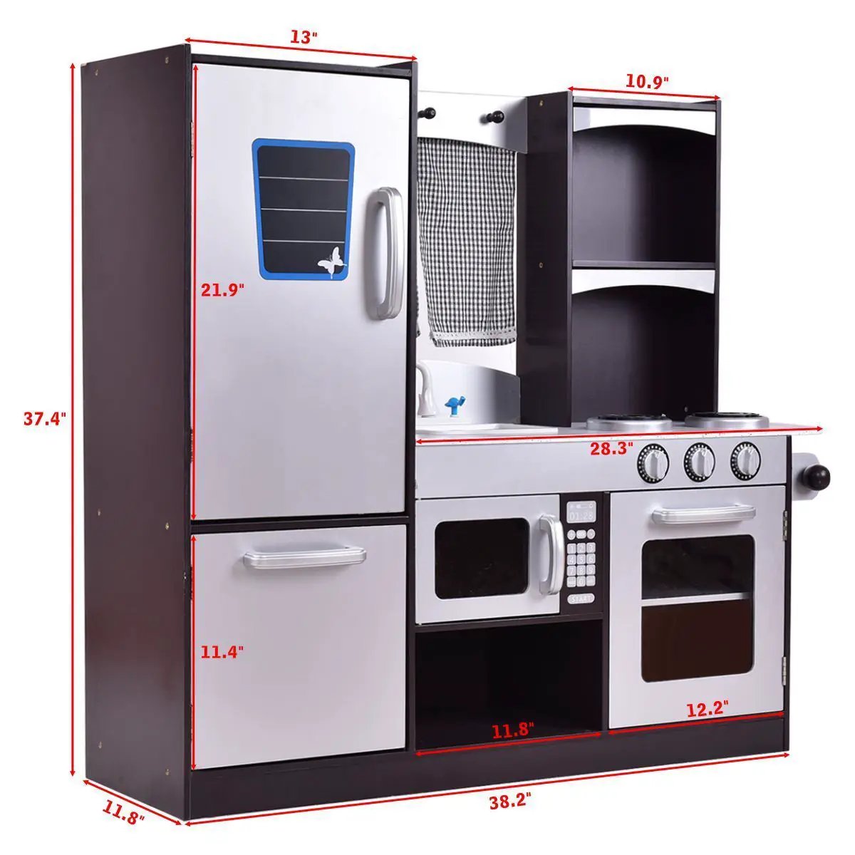Kids Wooden Modern Kitchen Cooking Pretend Play Set by DirectDeals