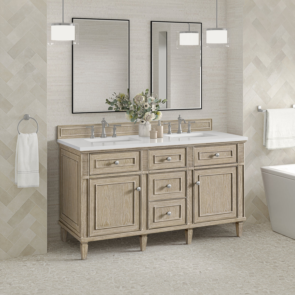 James Martin Lorelai 60" Double Bathroom Vanity, Whitewashed Oak, view 37