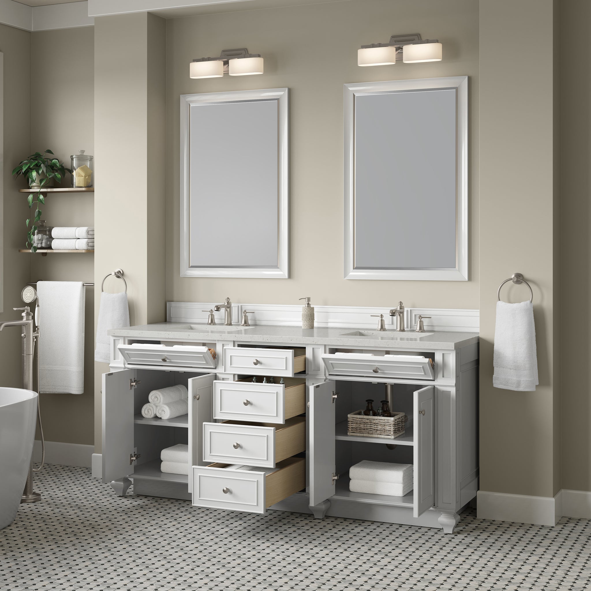 James Martin Bristol 72" Double Bathroom Vanity, Bright White by James Martin