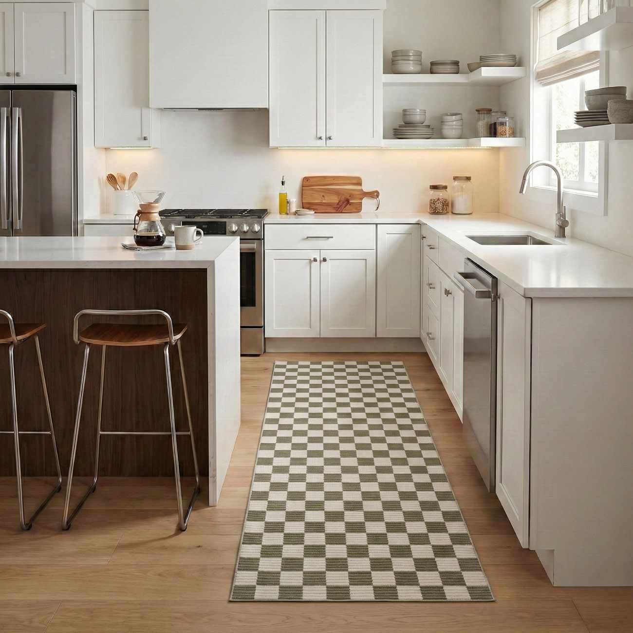 Kaysar Brown Checkered Washable Area Rug by Boutique Rugs