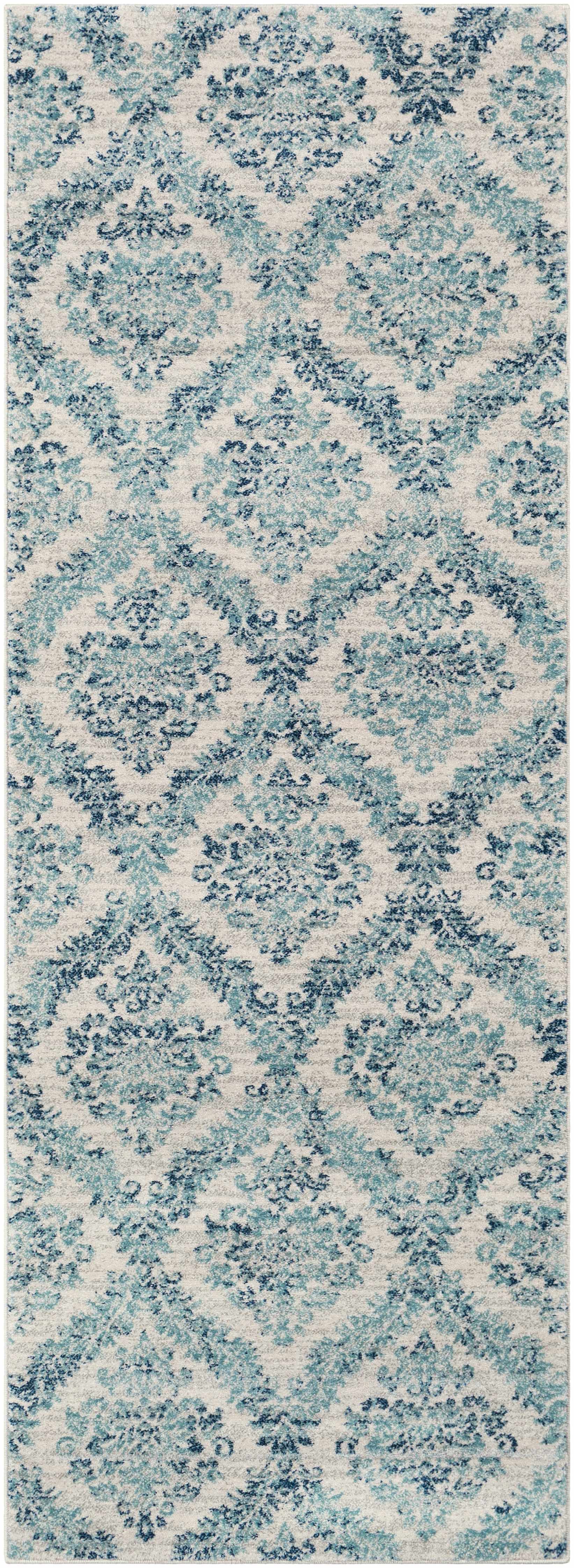 Oaklyn Teal Floral Diamonds Rug by Boutique Rugs
