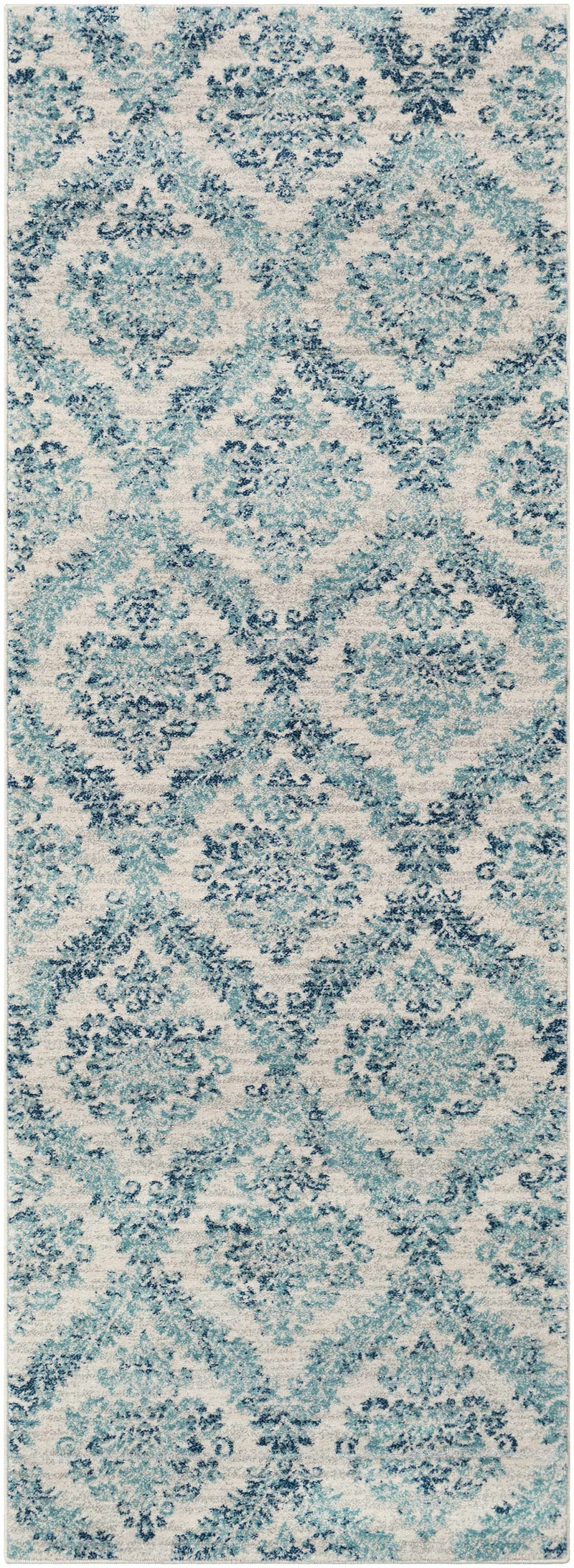 Oaklyn Teal Floral Diamonds Rug by Boutique Rugs