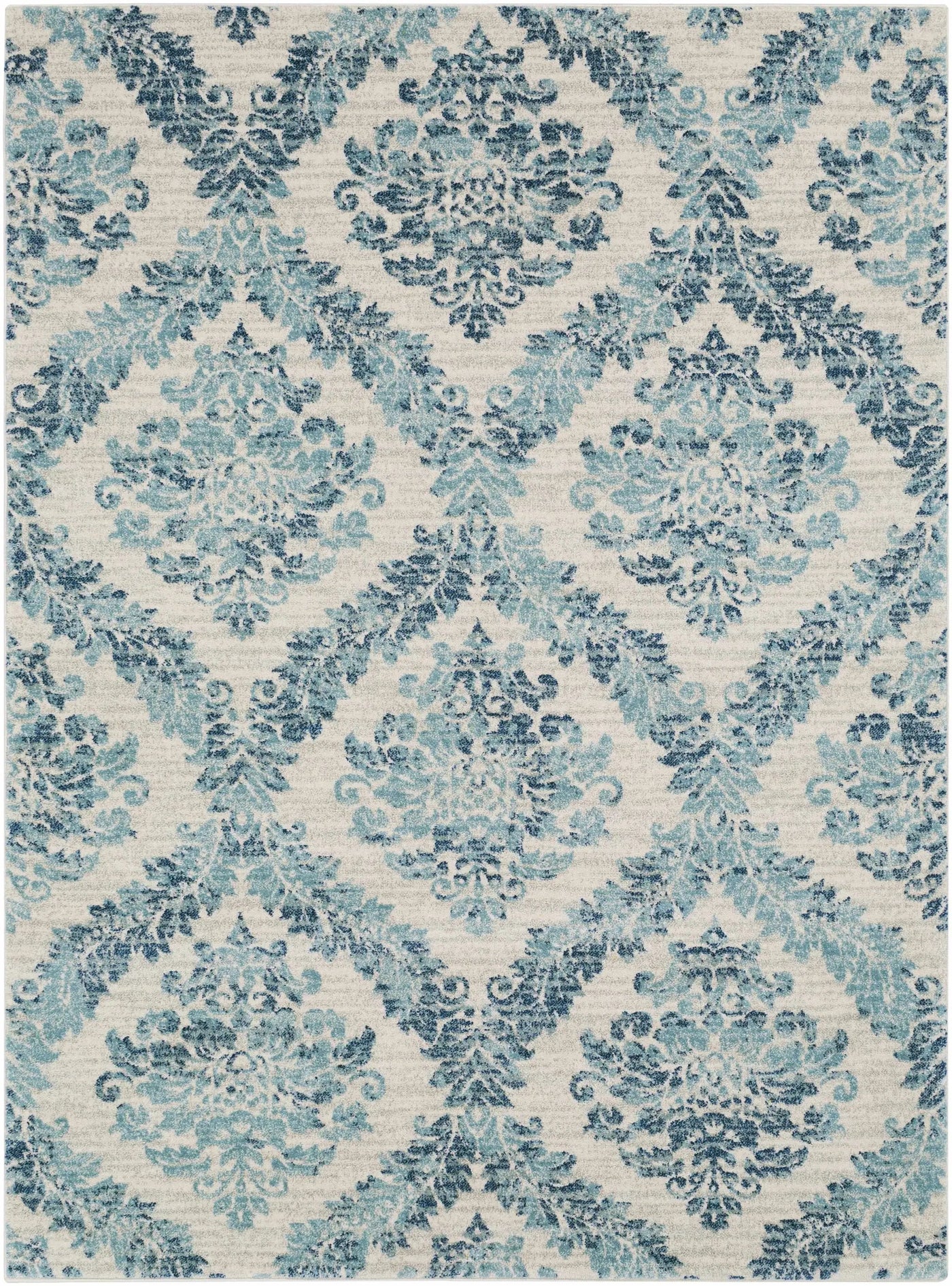 Oaklyn Teal Floral Diamonds Rug by Boutique Rugs