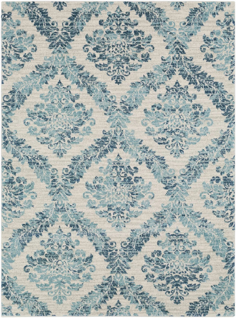 Oaklyn Teal Floral Diamonds Rug by Boutique Rugs