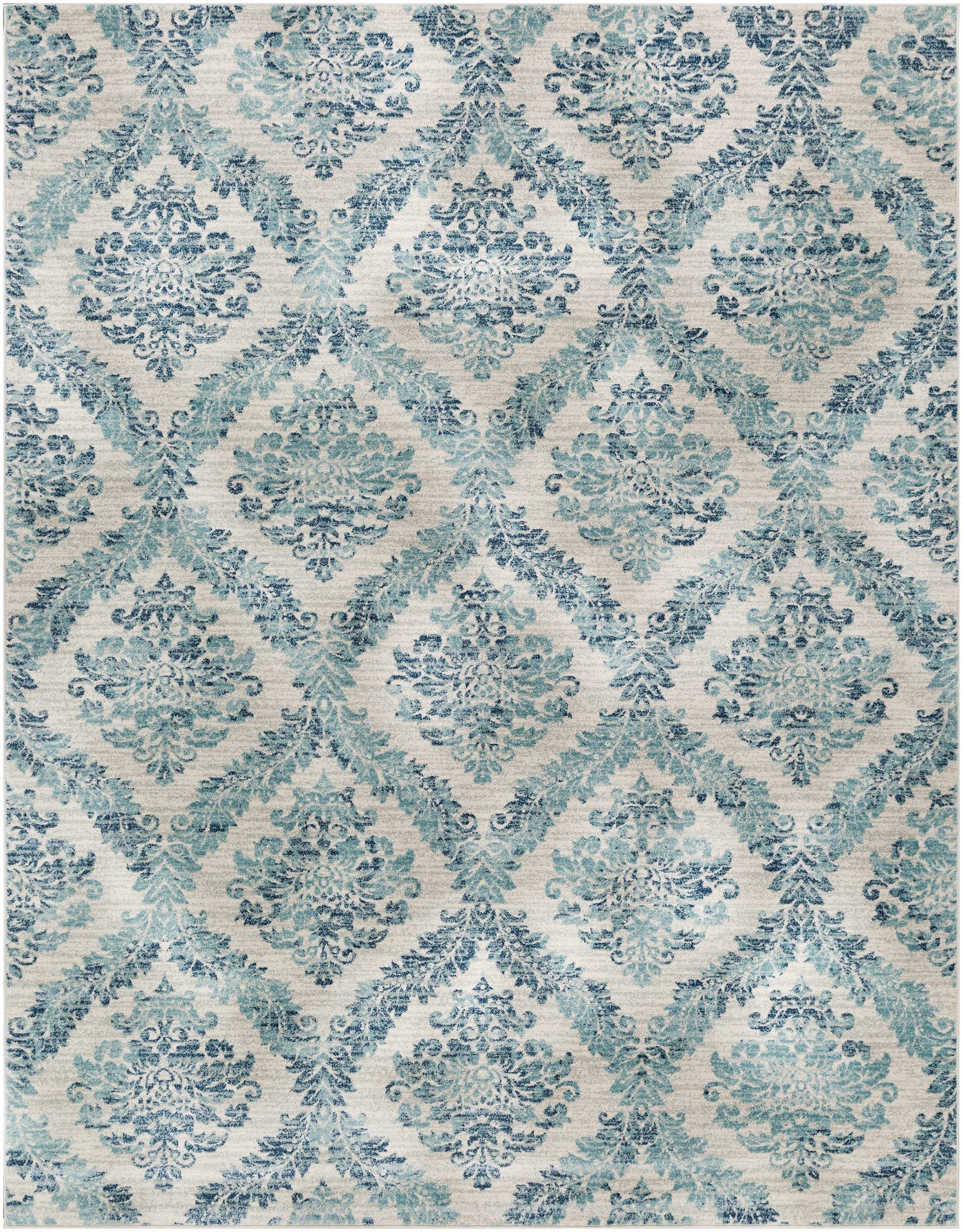 Oaklyn Teal Floral Diamonds Rug by Boutique Rugs