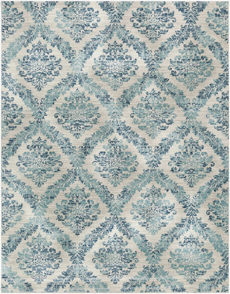 Oaklyn Teal Floral Diamonds Rug by Boutique Rugs