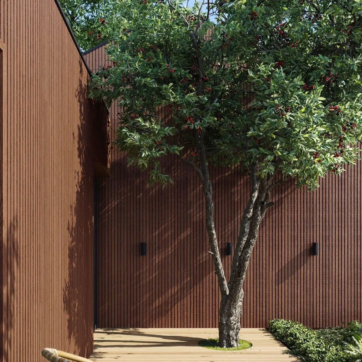 Exterior Wood-Look Composite Slat Panels by andor willow