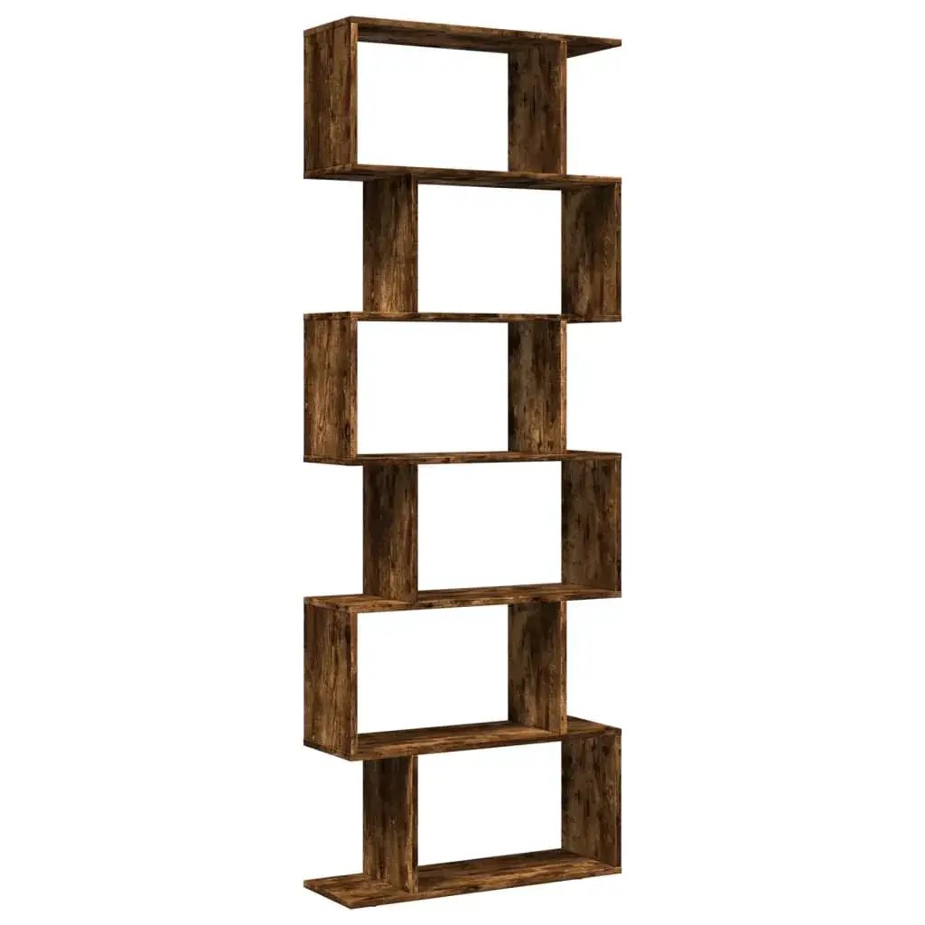 Oak Room Divider Bookcase with Smoked Finish and Storage by House Of Avana