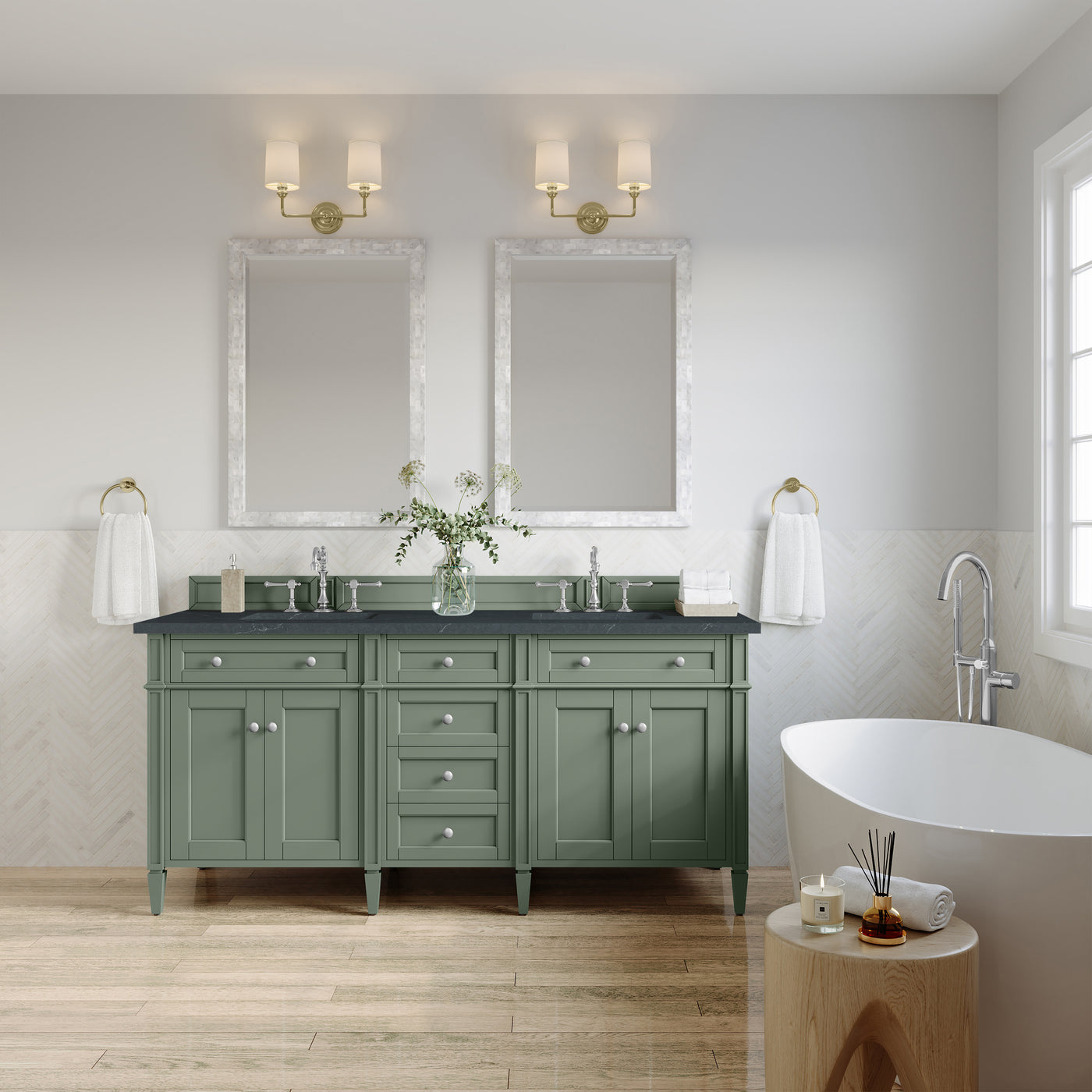 James Martin Brittany 72" Double Bathroom Vanity, Smokey Celadon by James Martin
