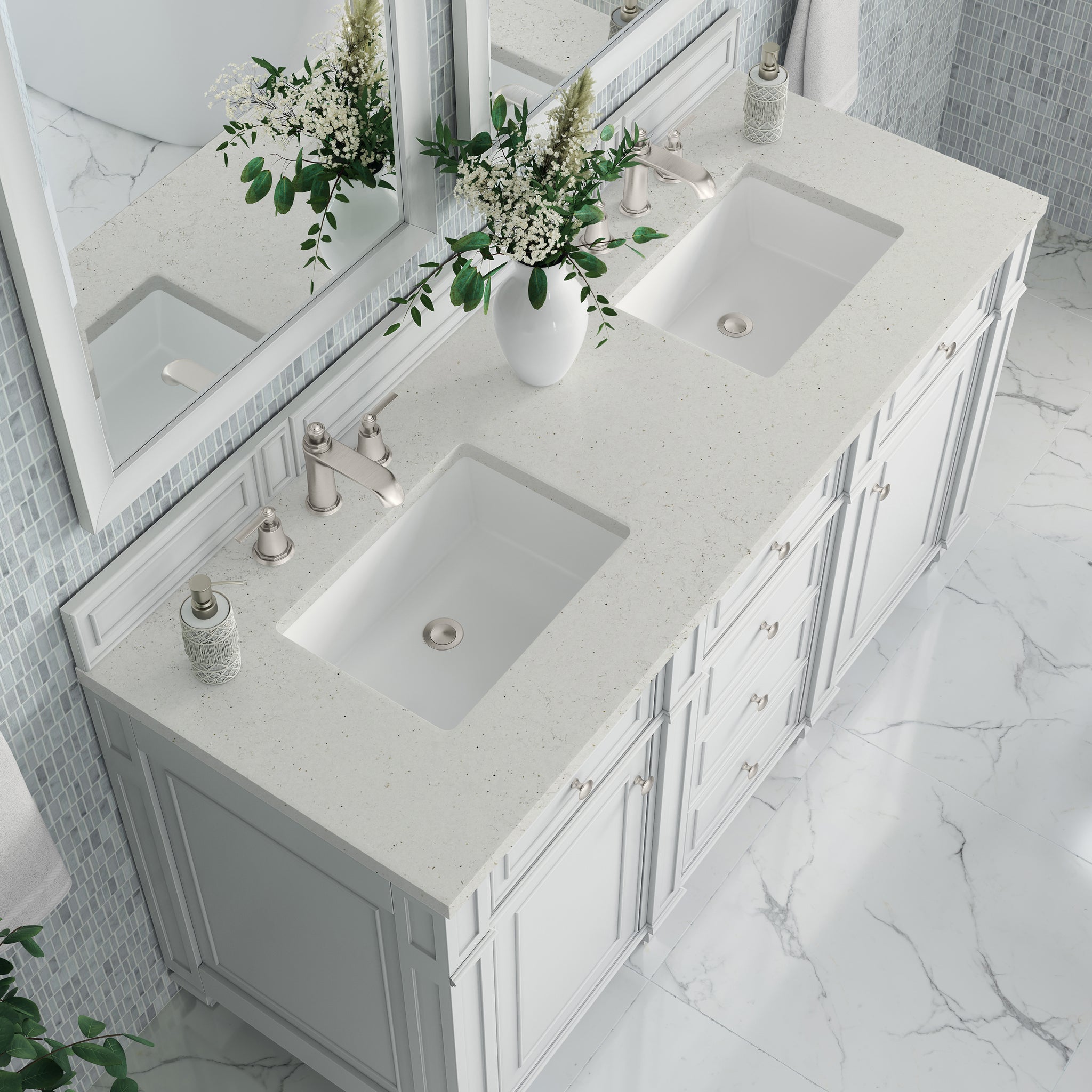 James Martin Bristol 60" Double Bathroom Vanity, Bright White by James Martin