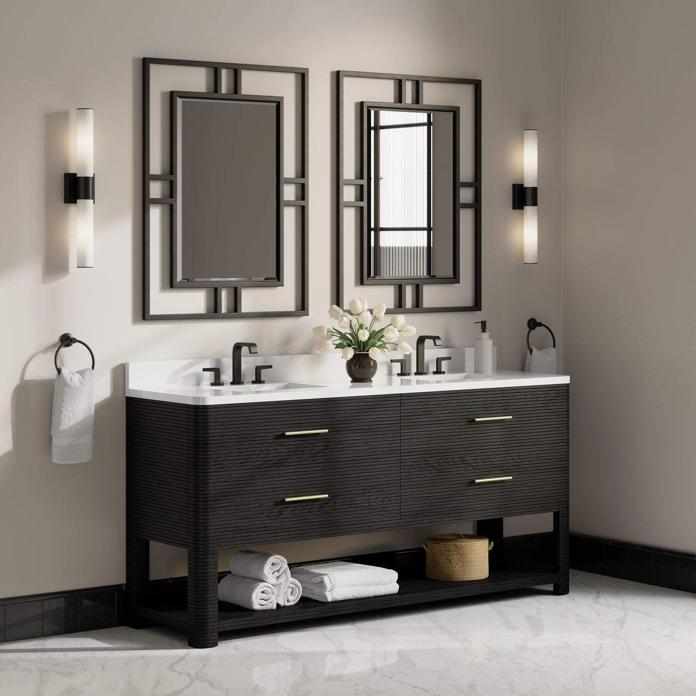 James Martin Lucian 72" Double Bathroom Vanity, Carbon Oak, view 35