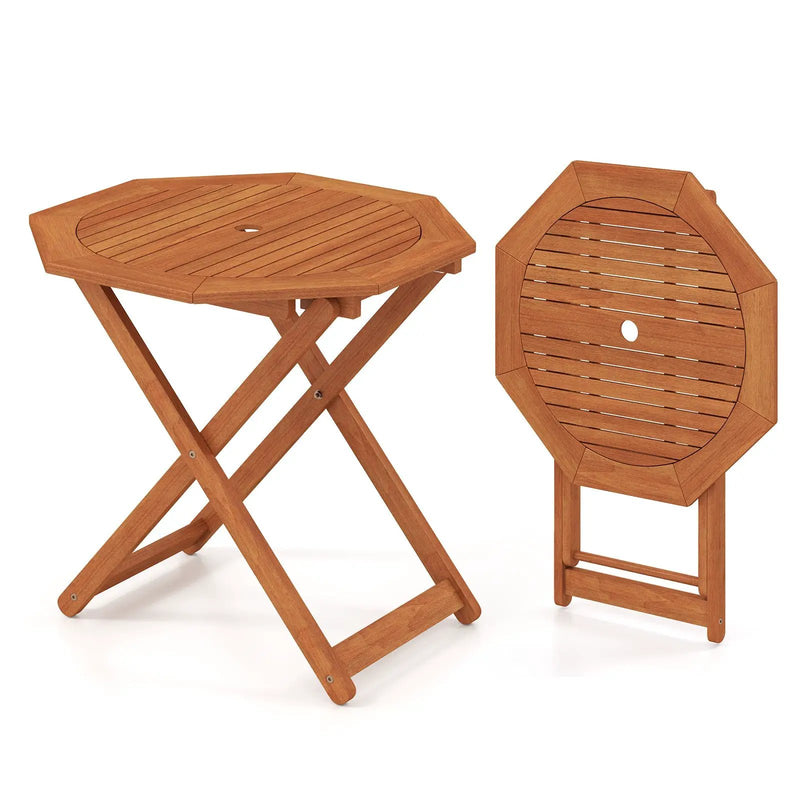 Octagon Folding Patio Table with 2 Inches Umbrella Hole by DirectDeals