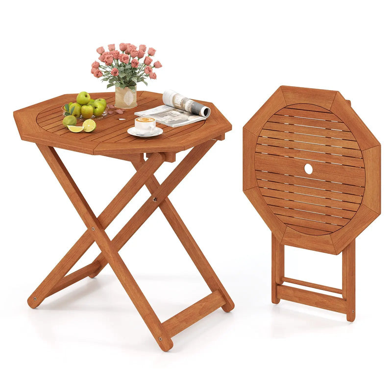 Octagon Folding Patio Table with 2 Inches Umbrella Hole by DirectDeals