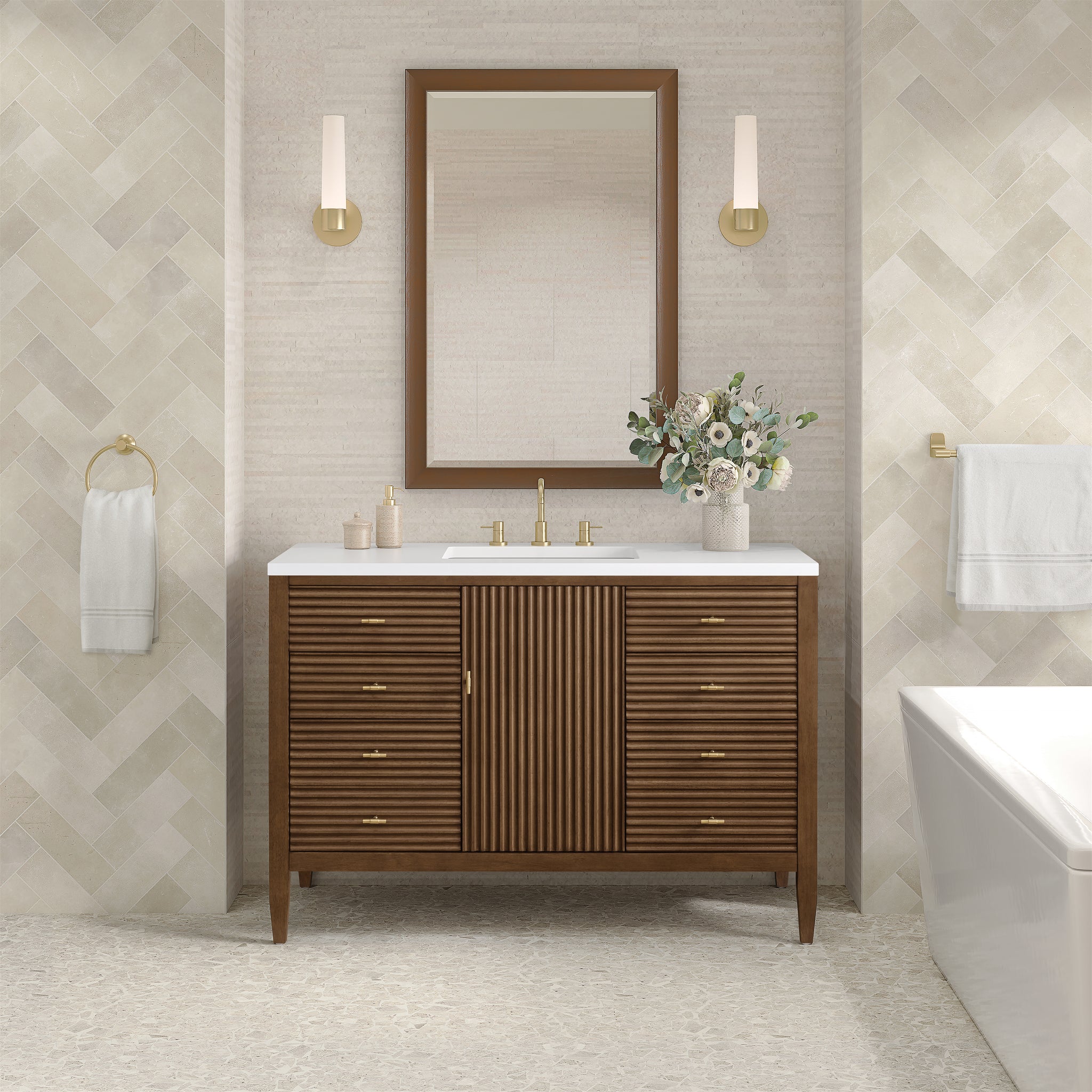 James Martin Myrrin 48" Single Bathroom Vanity, Mid-Century Walnut, view 39