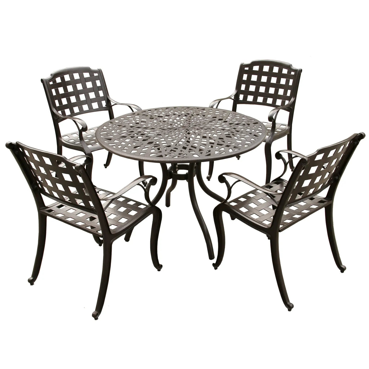 Outdoor Aluminum 5pc Round Patio Dining Set with Four Chairs by Sharicks
