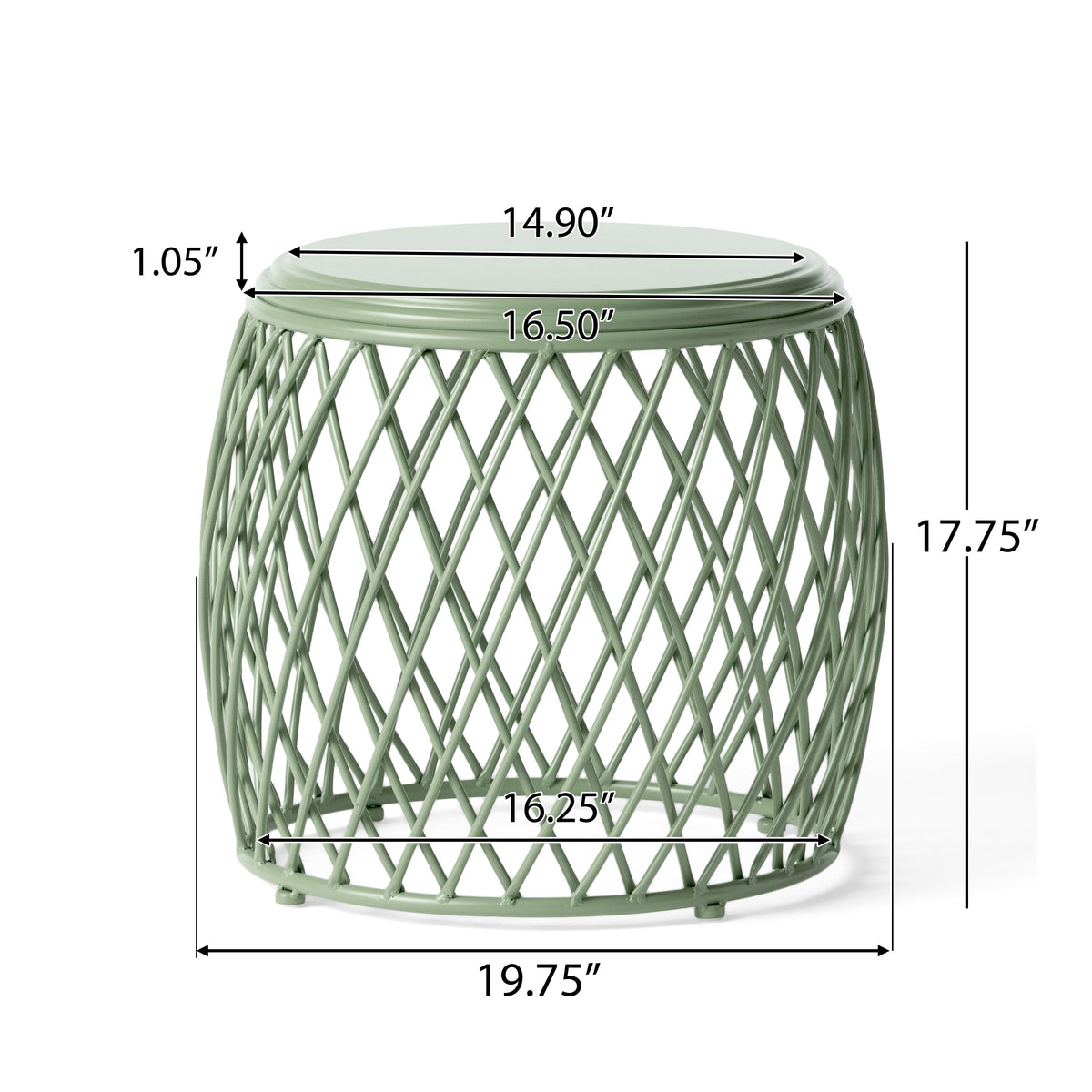 Alamera 19.75" Outdoor Side Table with Lattice Design - Green, photo 4 of 8