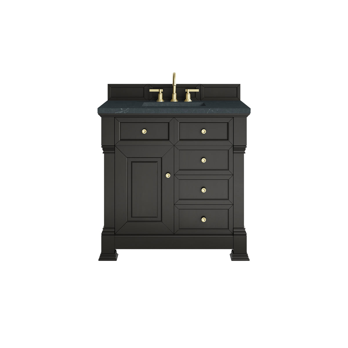 James Martin Brookfield 36" Single Bathroom Vanity, Black Onyx with Charcoal Soapstone countertop