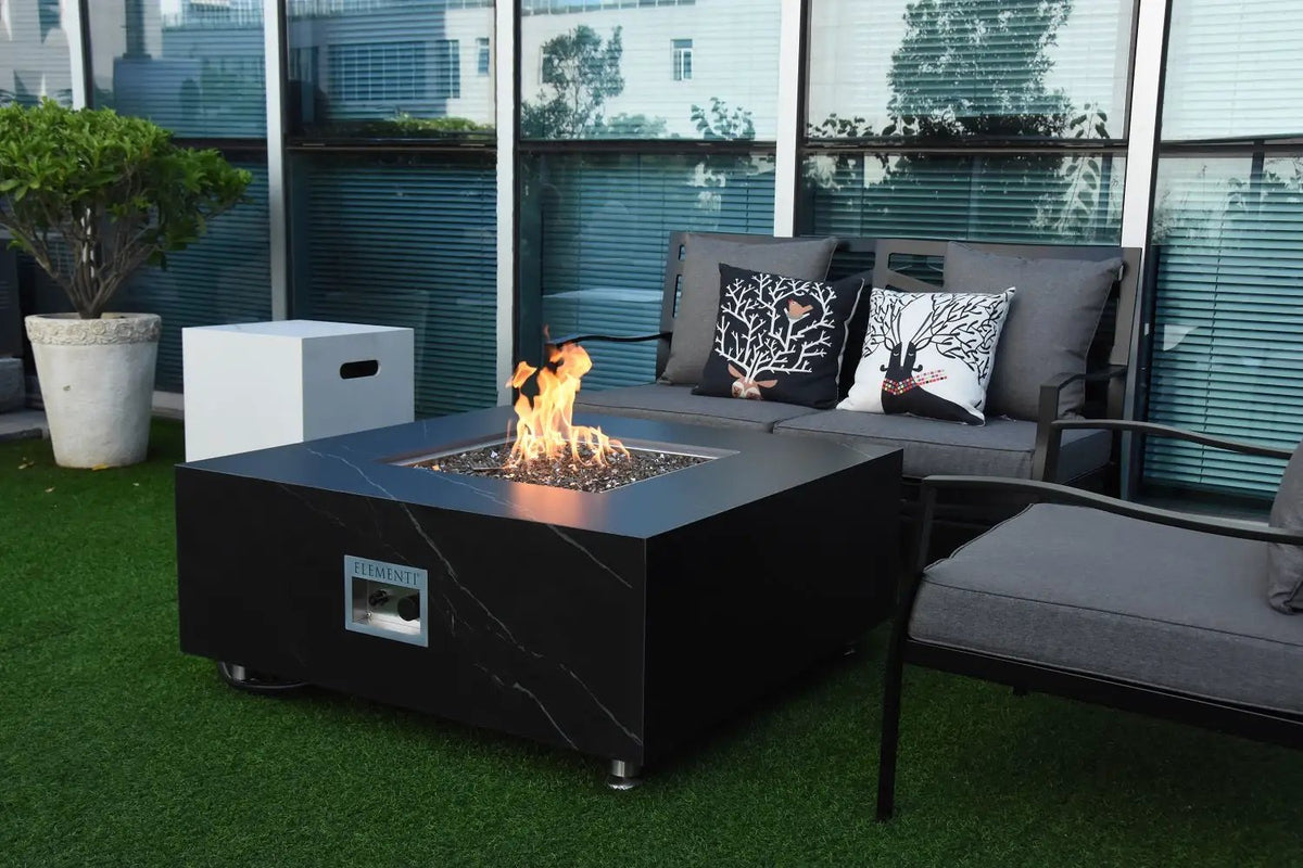 Sofia Outdoor Bulgaria Black Fire Pit Table - Select Fuel Type by EnvelorHome