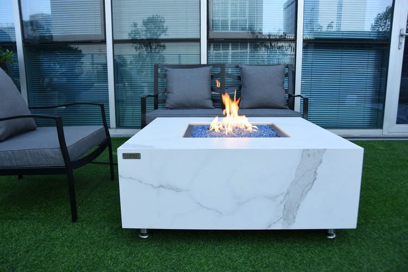 Bianco Outdoor Bianco White Fire Pit Table - Select Fuel Type by EnvelorHome
