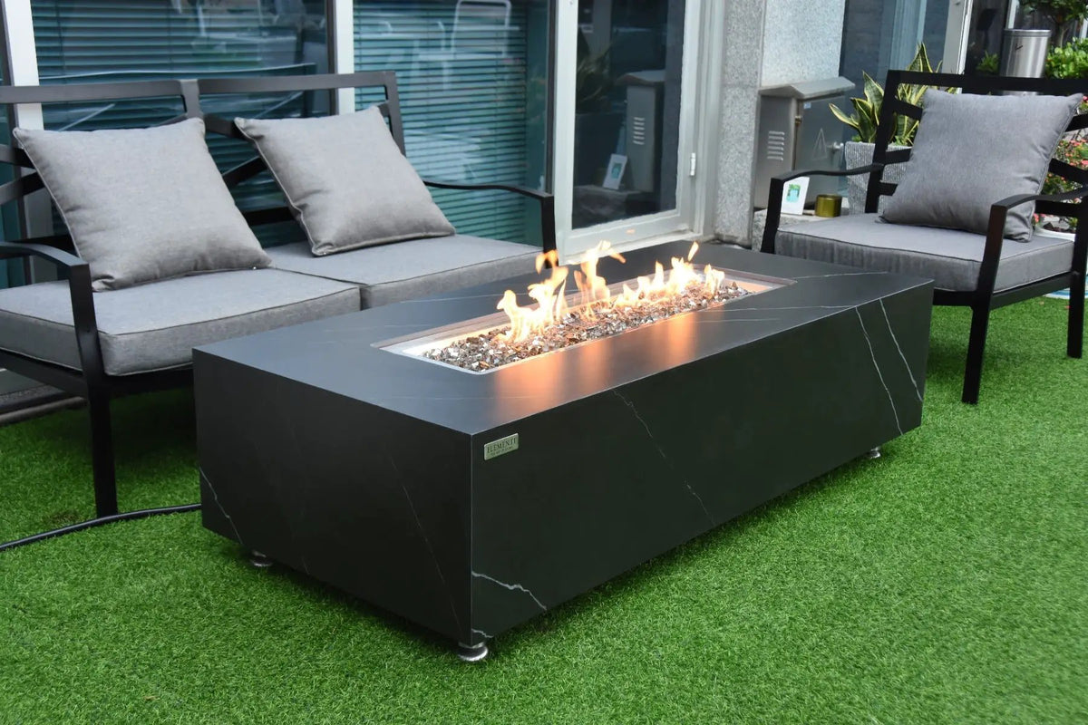 Varna Outdoor Bulgaria Black Fire Pit Table - Select Fuel Type by EnvelorHome