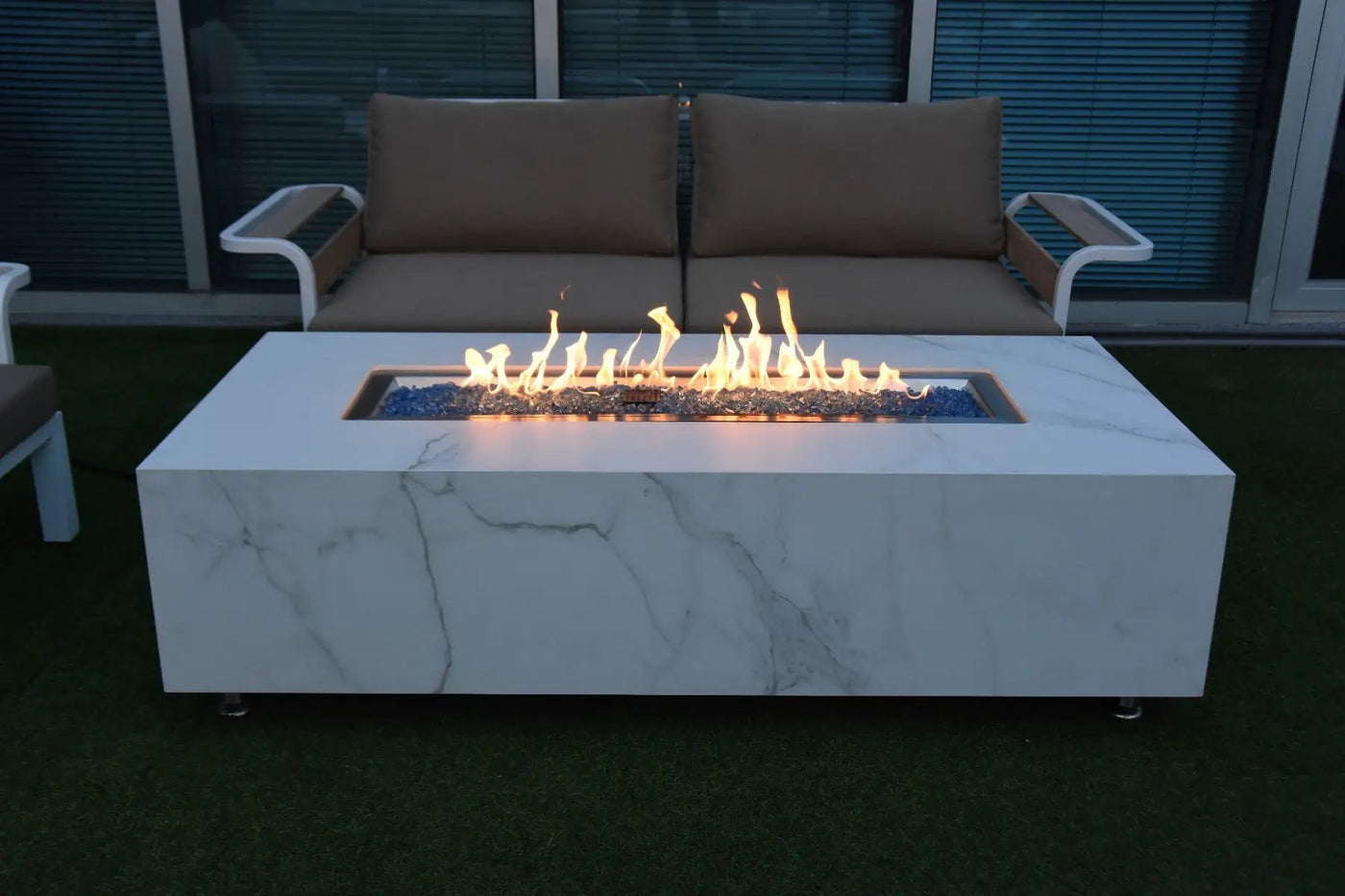 Carrara Outdoor Bianco White Fire Pit Table - Select Fuel Type by EnvelorHome
