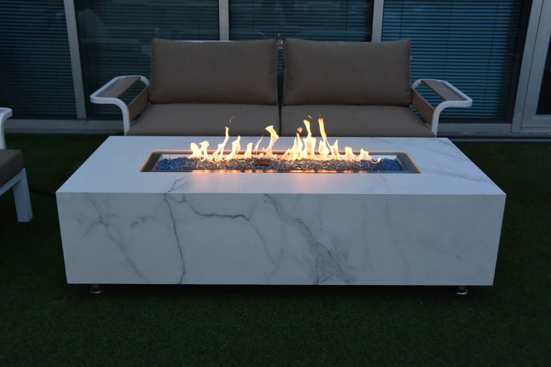 Carrara Outdoor Bianco White Fire Pit Table - Select Fuel Type by EnvelorHome