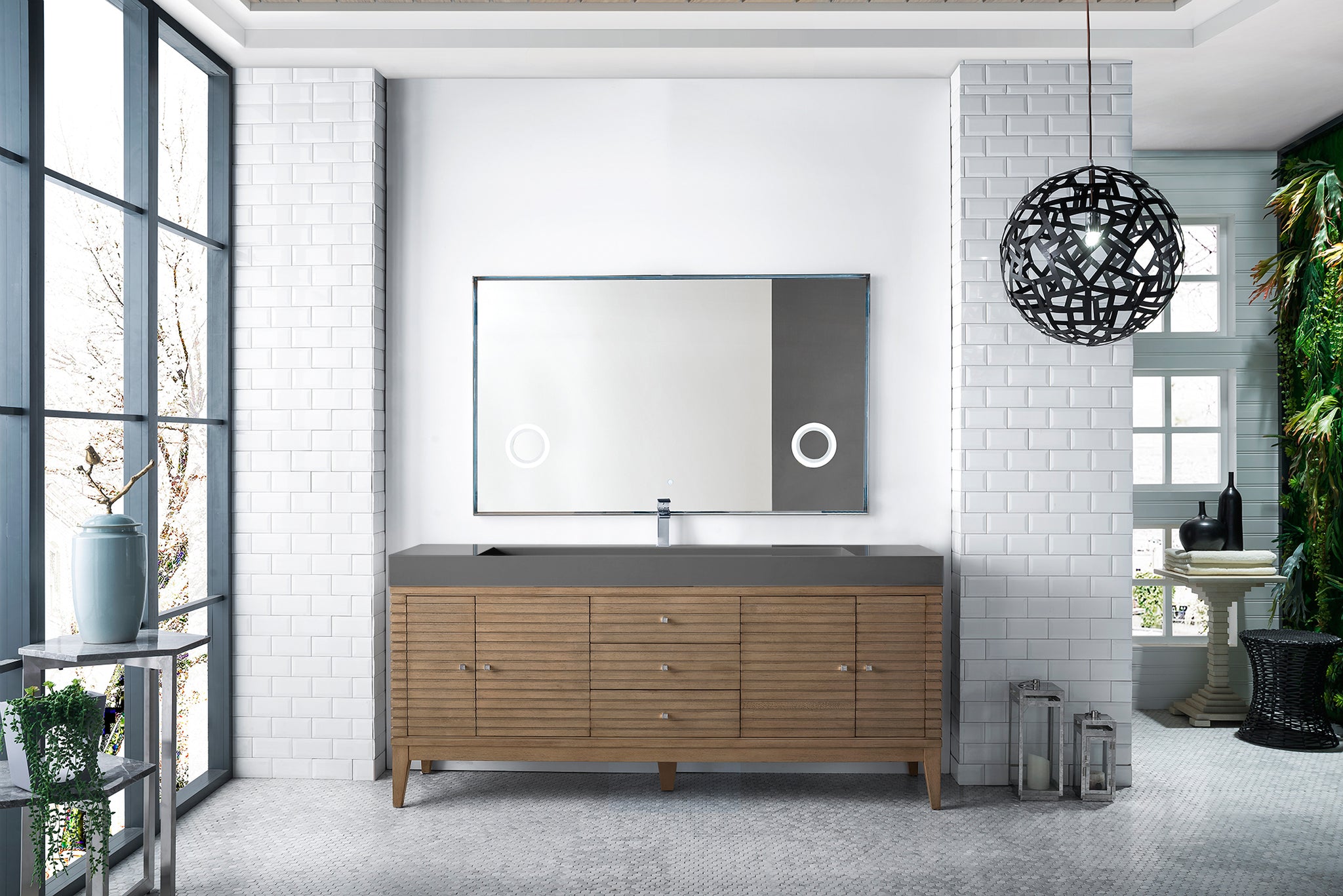 James Martin Linear 72" Single Bathroom Vanity, Whitewashed Walnut by James Martin
