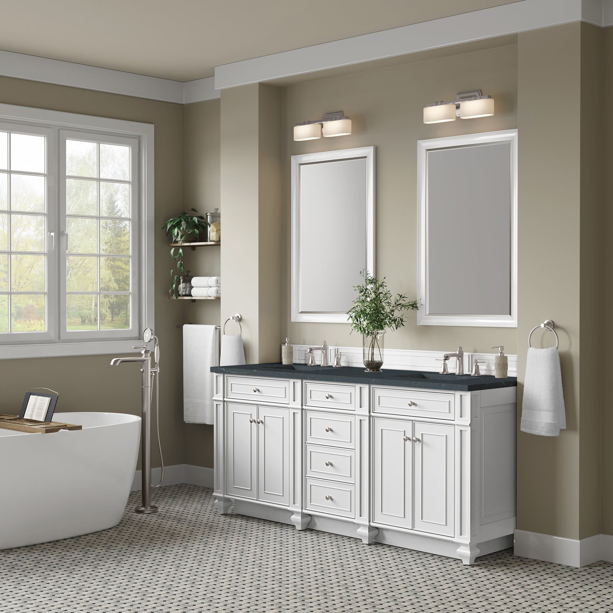 James Martin Bristol 72" Double Bathroom Vanity, Bright White by James Martin