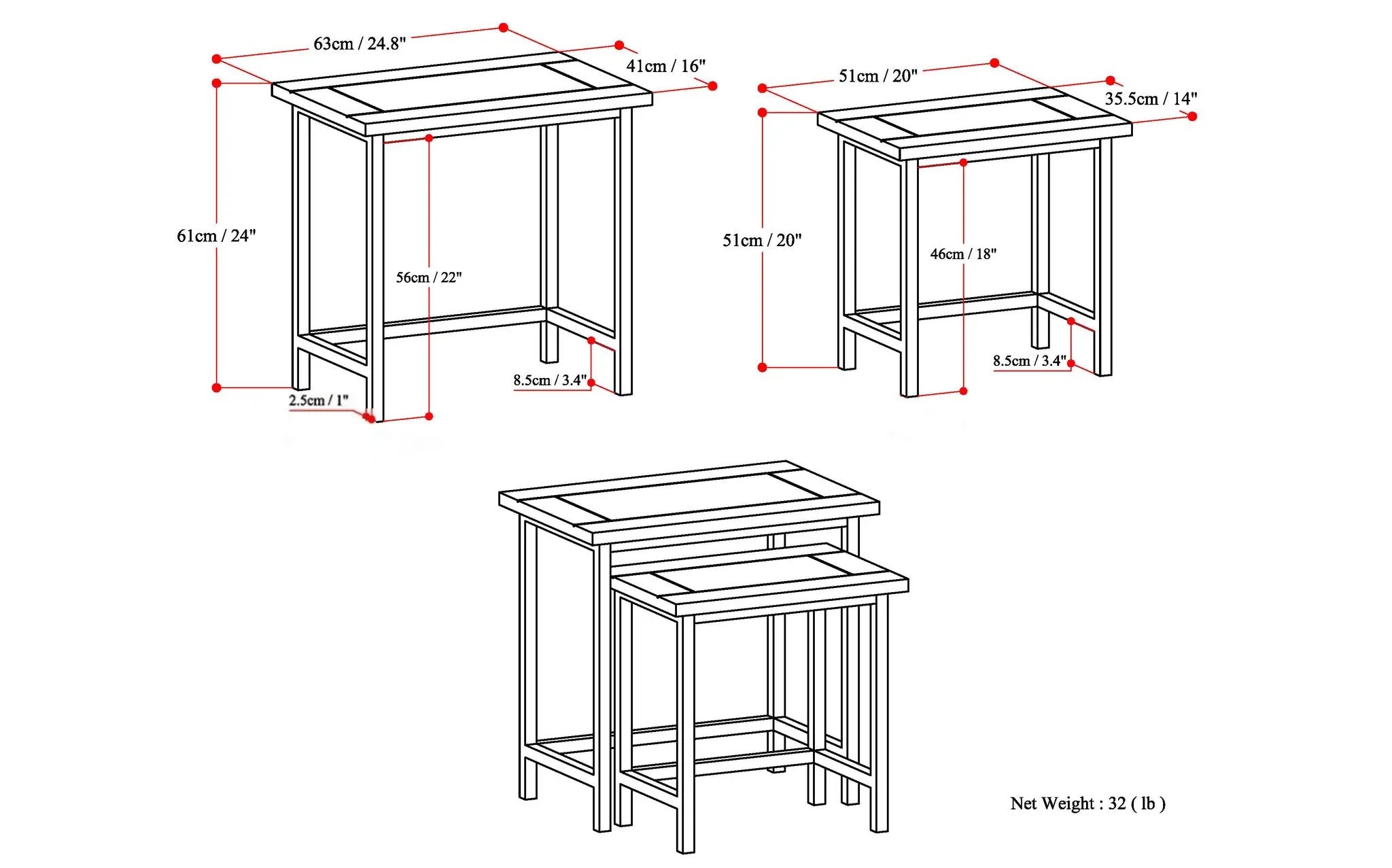 Skyler - 2 Pc Nesting Side Table - Dark by HouseOfZazla