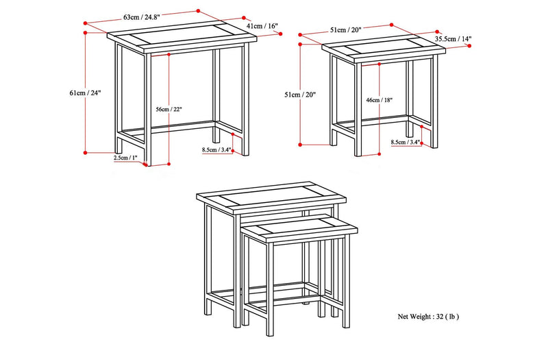 Skyler - 2 Pc Nesting Side Table - Dark by HouseOfZazla