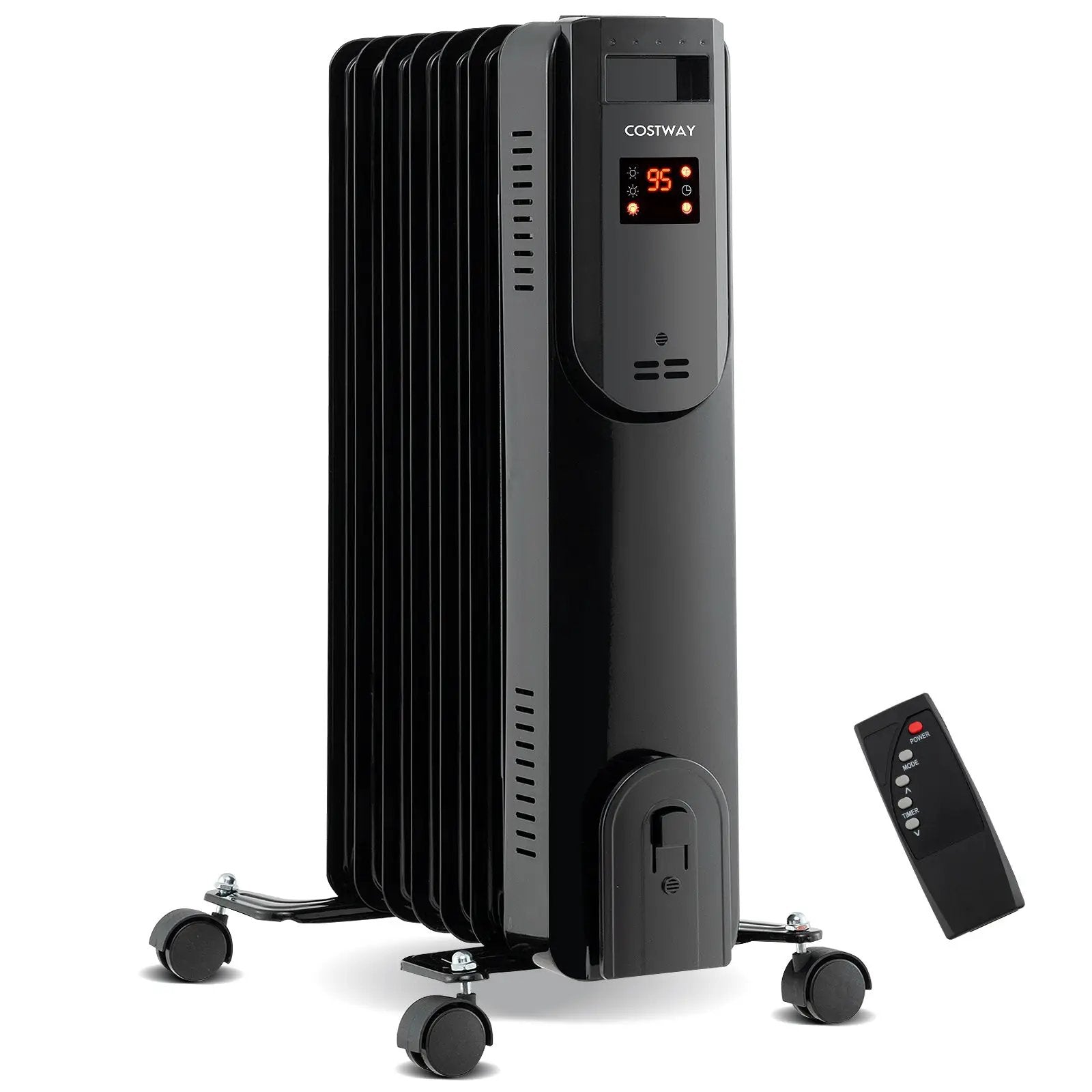 Oil Filled Radiator Heater with Adjustable Thermostat-Black by DirectDeals