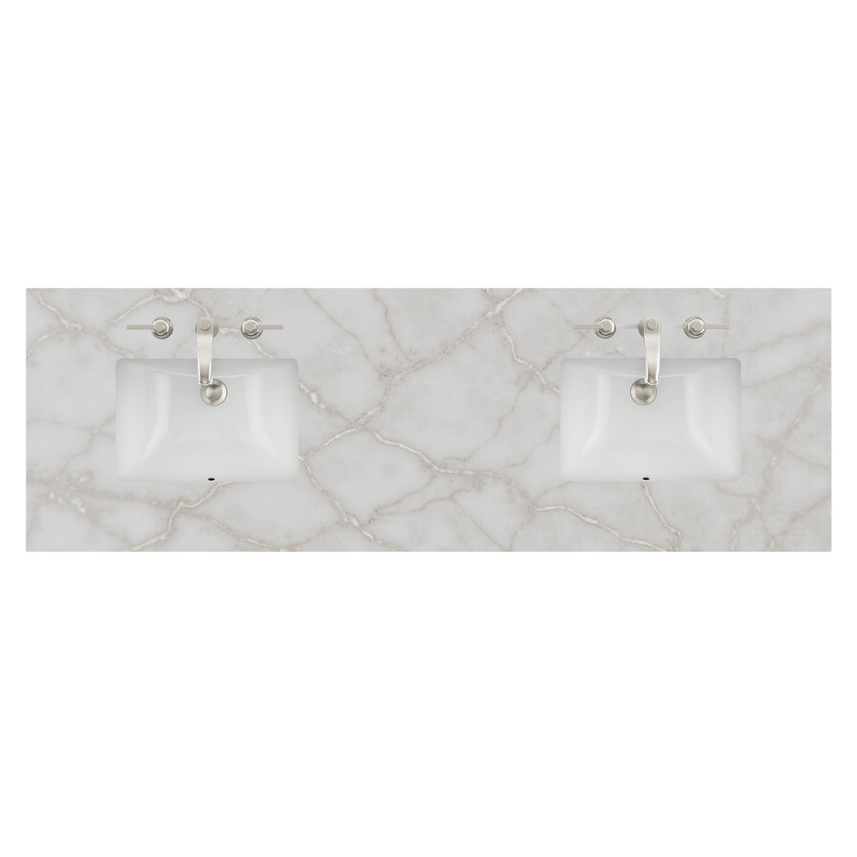 James Martin 72" Double Vanity Top with Victorian Silver (Quartz) countertop