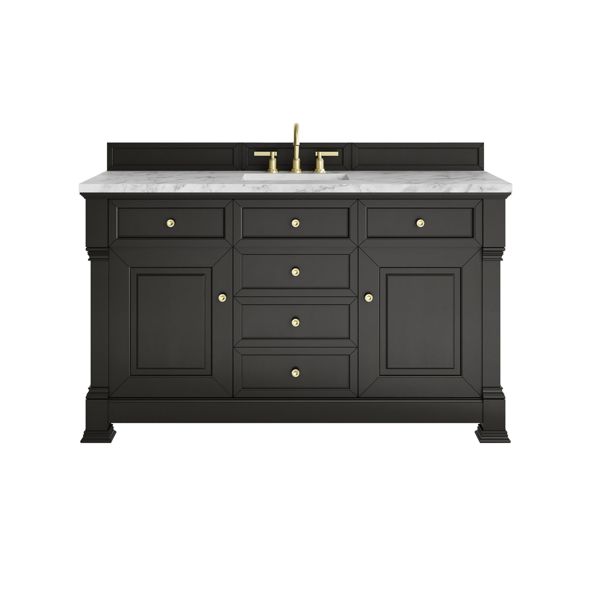 James Martin Brookfield 60" Single Bathroom Vanity, Black Onyx with Carrara White countertop