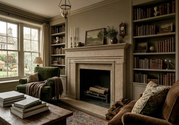 Olive Green Honed Limestone Slab Random room scene