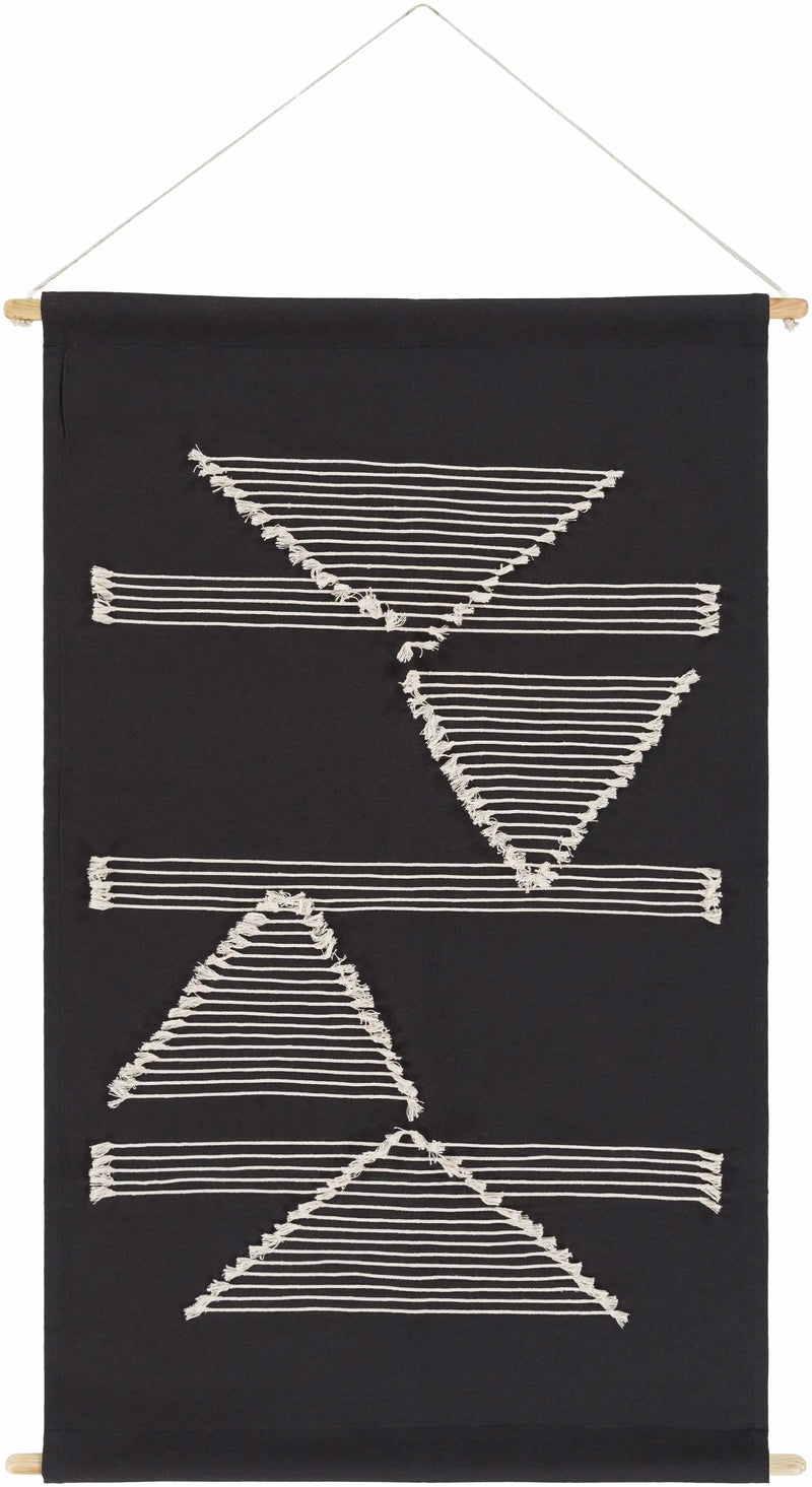 Olmitz Black-Beige Modern Geometric Wall Hanging by Boutique Rugs