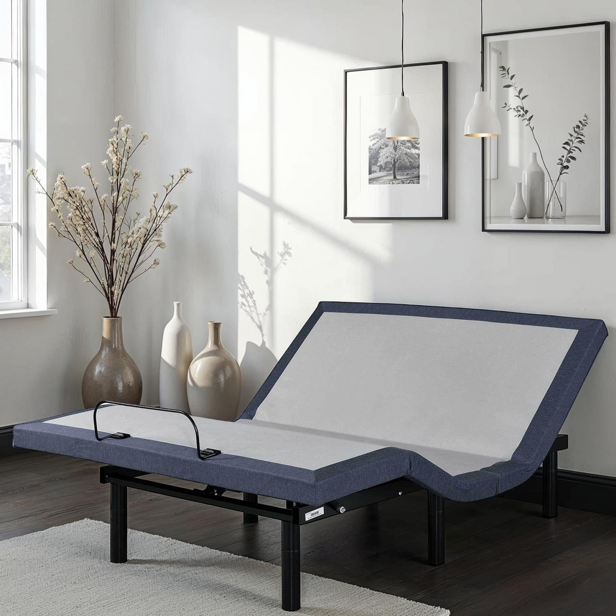 Full Adjustable Bed Base with Massage and USB Ports - Blue-Gray, photo 3 of 5