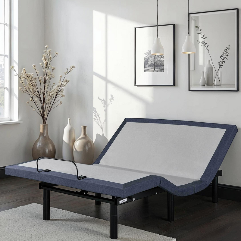 Full Adjustable Bed Base with Massage and USB Ports - Blue-Gray, photo 3 of 5