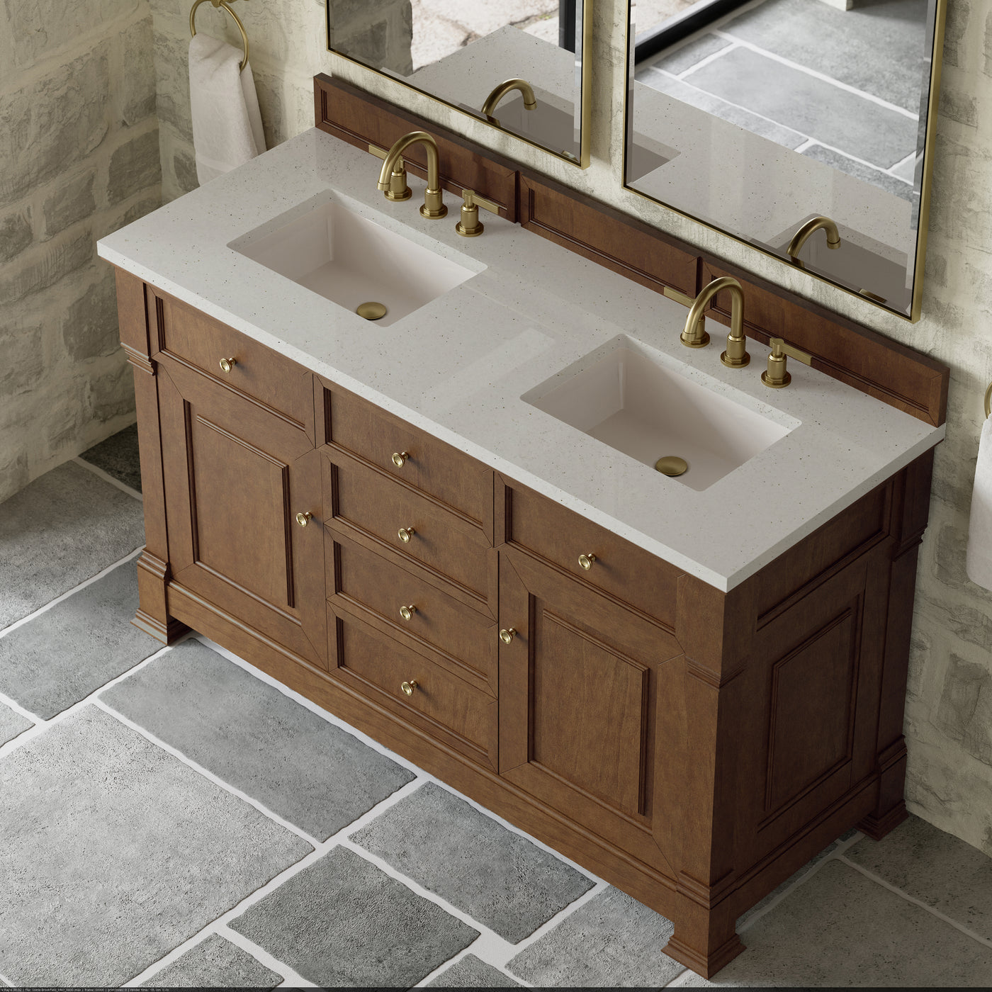 James Martin Brookfield 60" Double Bathroom Vanity, Honey Oak by James Martin