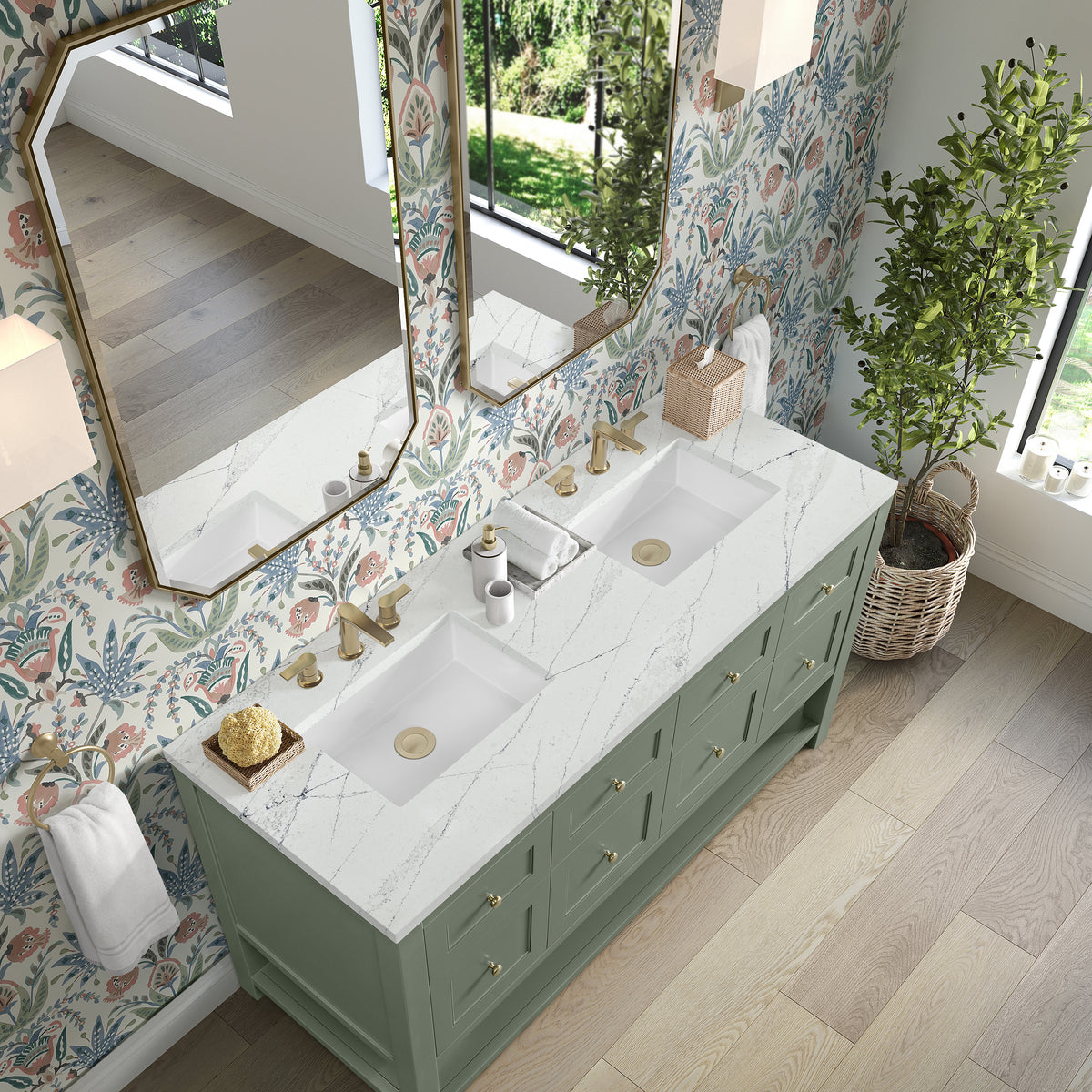 James Martin Breckenridge 60" Double Bathroom Vanity, Smokey Celadon, view 36
