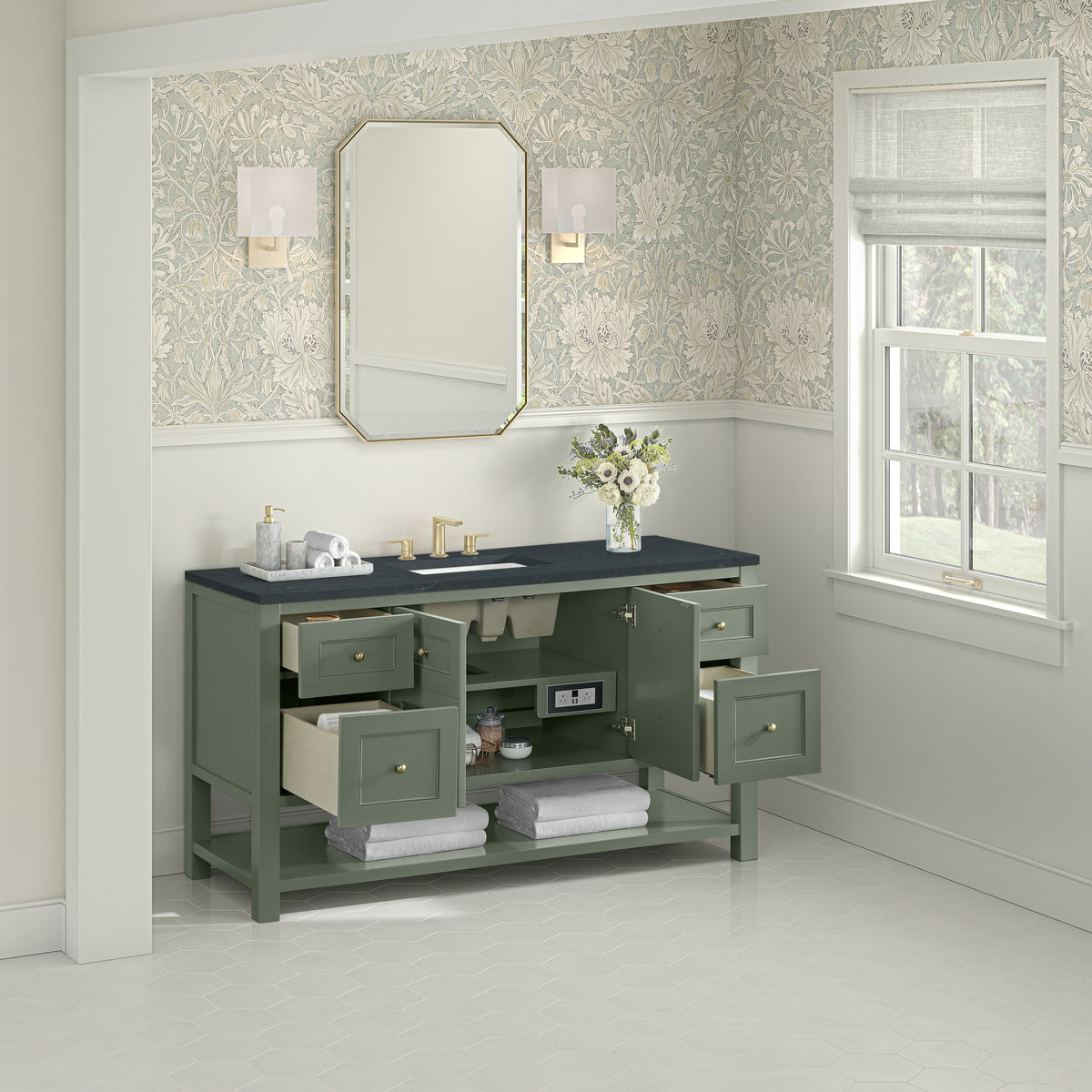 James Martin Breckenridge 60" Single Bathroom Vanity, Smokey Celadon, view 26