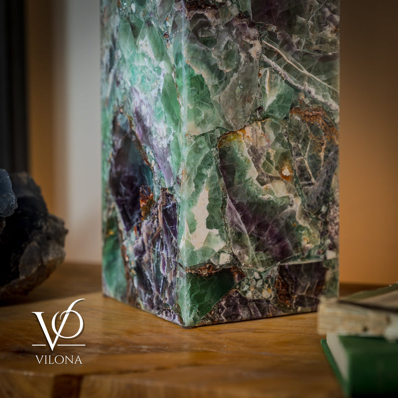 Fluorite Table Lamp - 12.5" Tall, 5"x5" Live Edge Square - (Small #18), photo 18 of 18