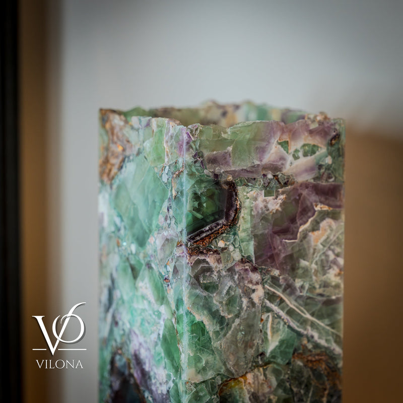 Fluorite Table Lamp - 12.5" Tall, 5"x5" Live Edge Square - (Small #18), photo 17 of 18