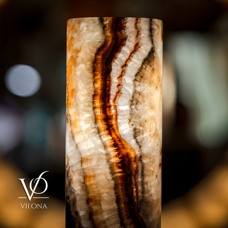Tangerine Onyx Table Lamp - 11.5" Tall, x 4.5" Diameter - (Small #53), photo 12 of 15