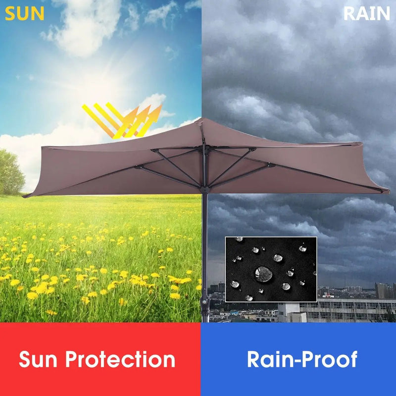 9Ft Patio Bistro Half Round Umbrella by DirectDeals