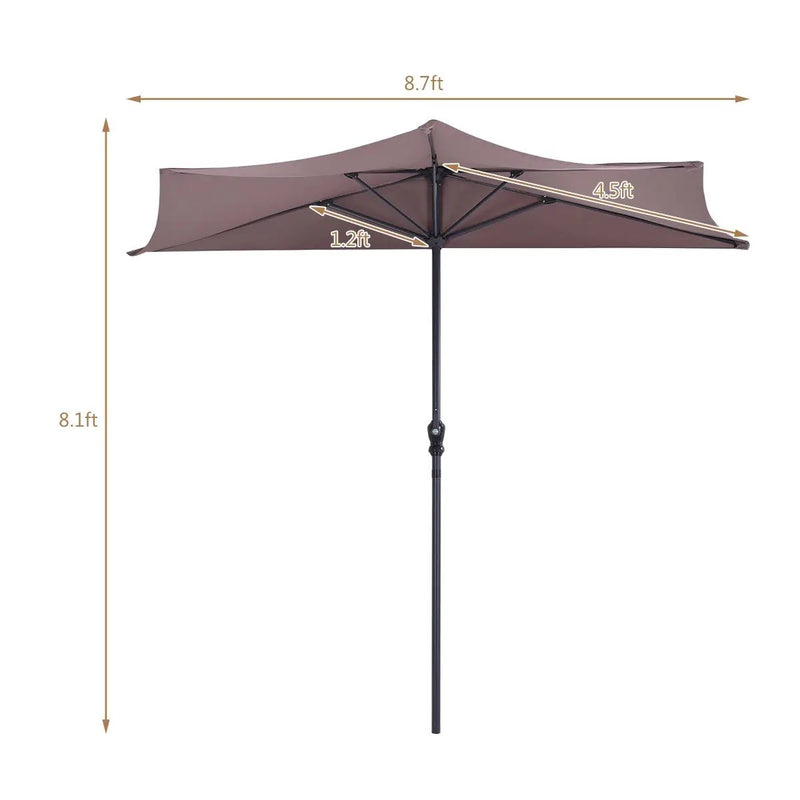 9Ft Patio Bistro Half Round Umbrella by DirectDeals