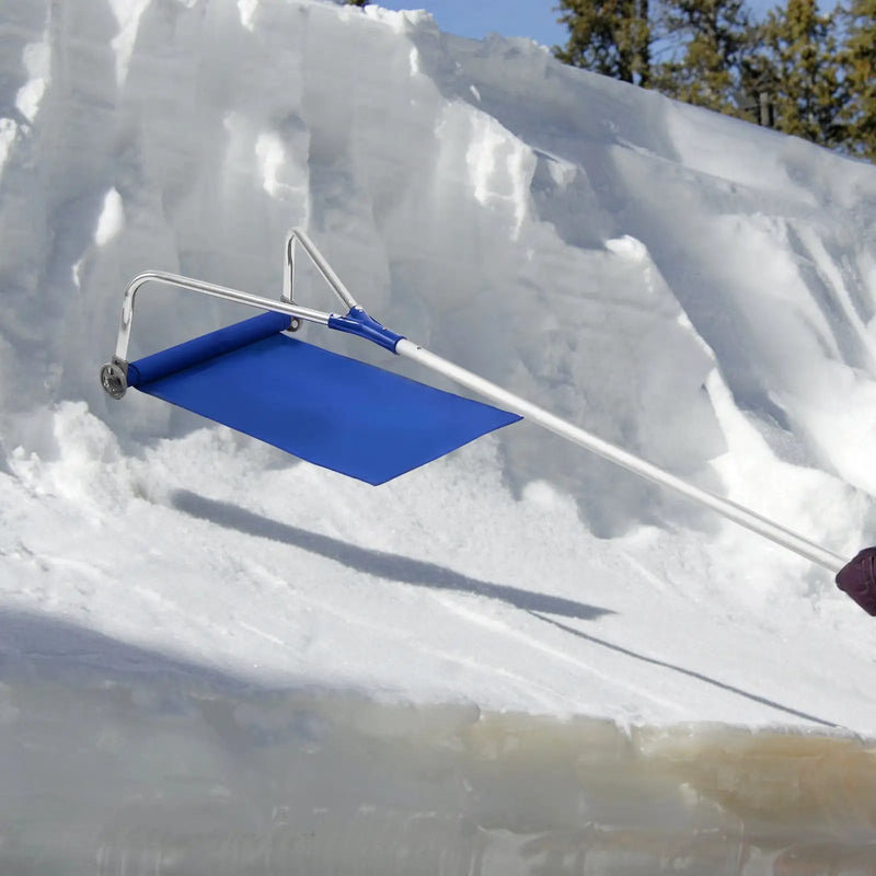 21 Feet Adjustable Aluminium Snow Roof Rake with Wheels and Oxford Slide by DirectDeals