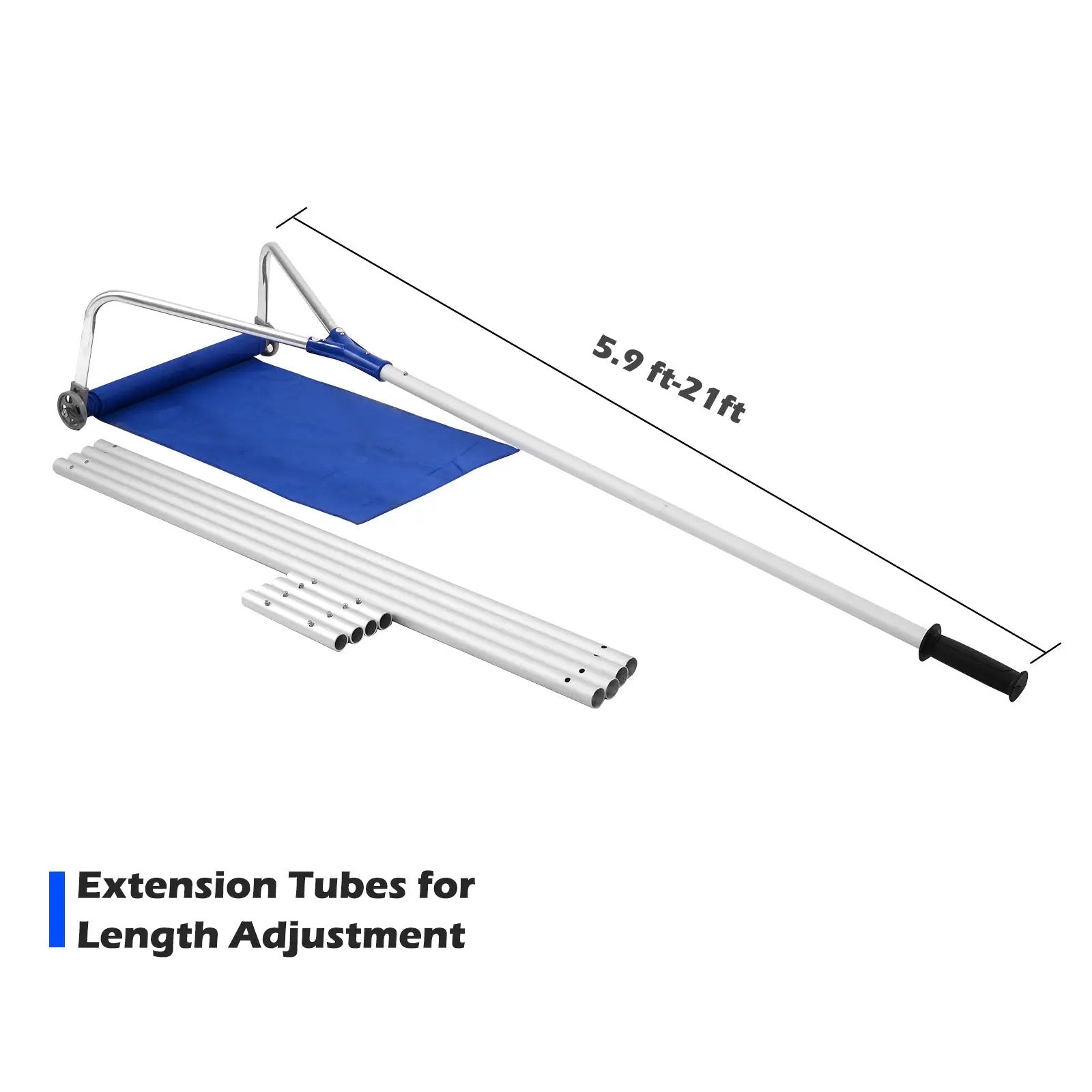 21 Feet Adjustable Aluminium Snow Roof Rake with Wheels and Oxford Slide by DirectDeals