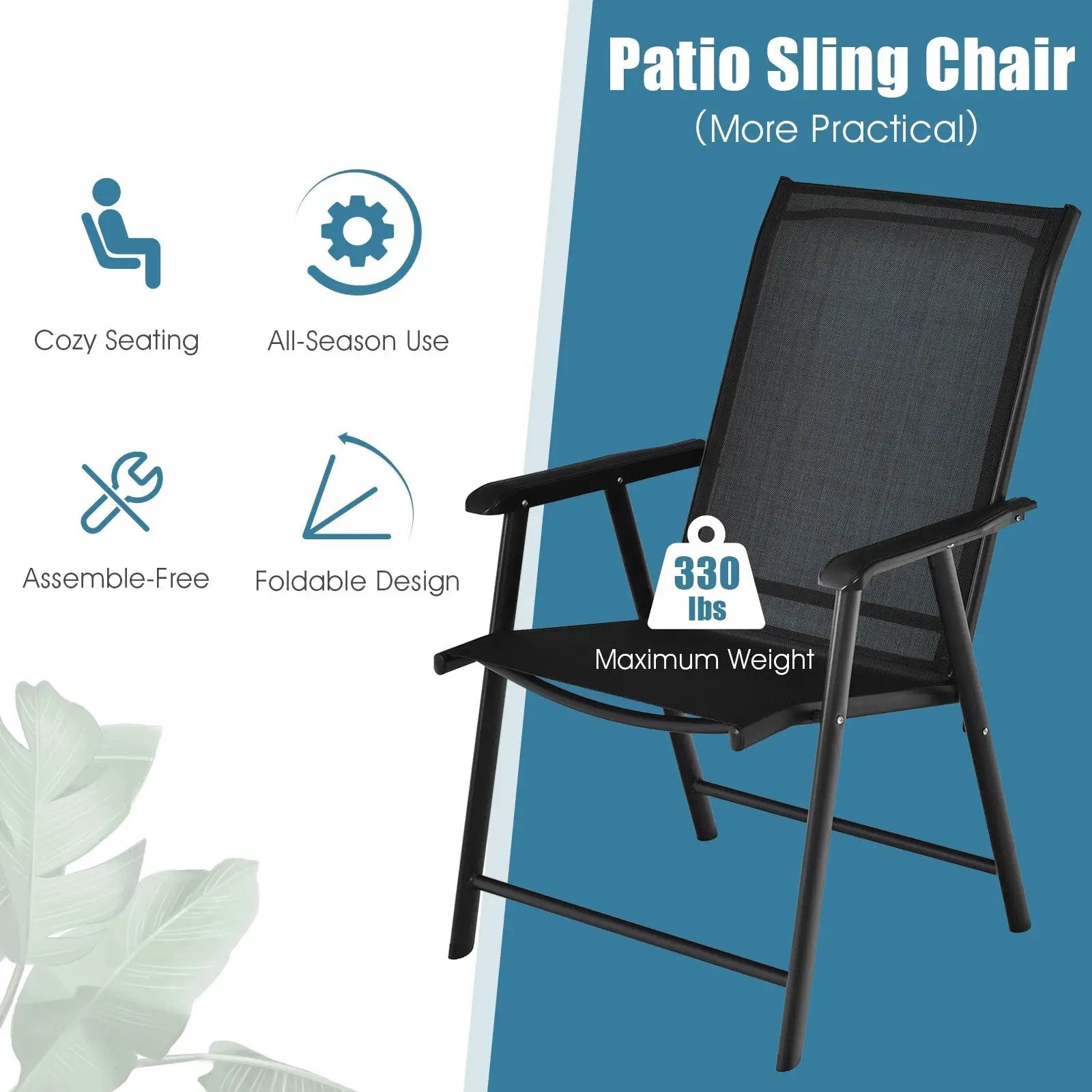 4-Pack Patio Folding Chairs Portable for Outdoor Camping by DirectDeals