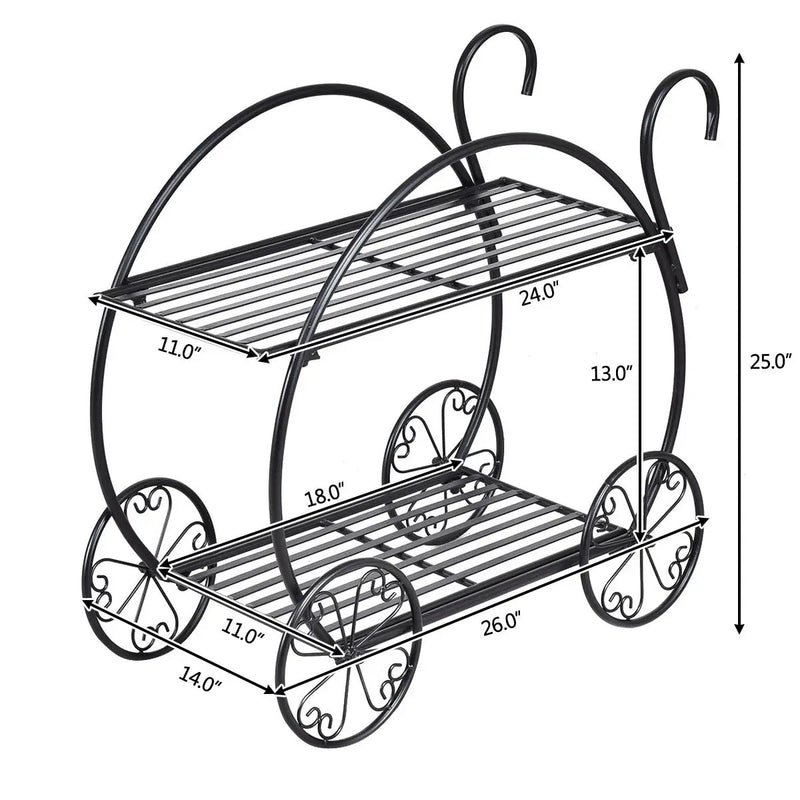 Heavy Duty Metal Flower Cart Plant Stand by DirectDeals