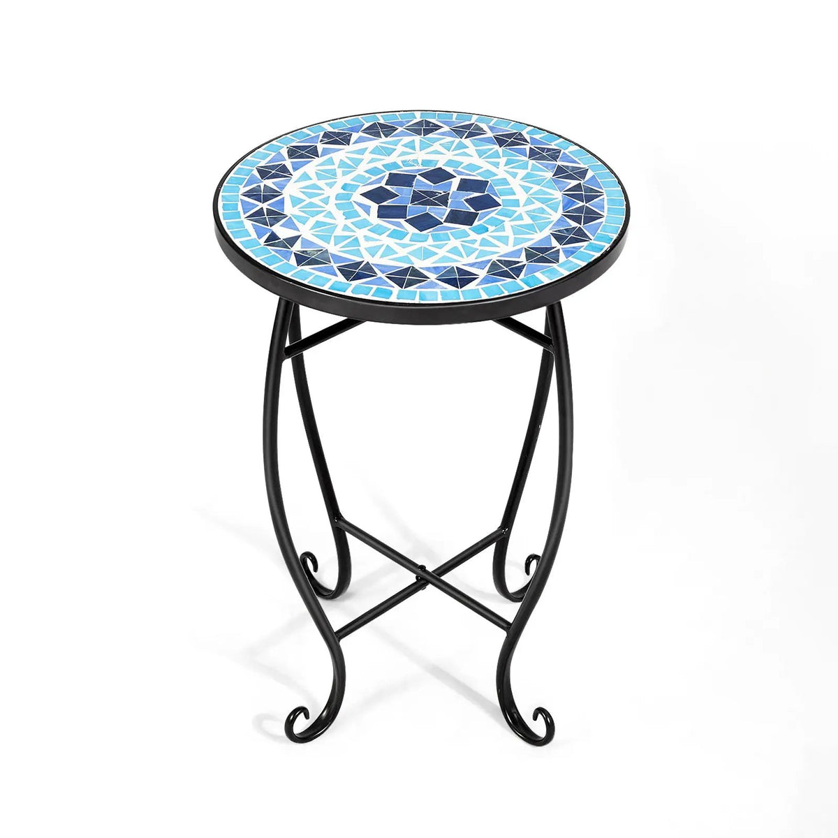 Outdoor Indoor Steel Accent Plant Stand Cobalt Table by DirectDeals